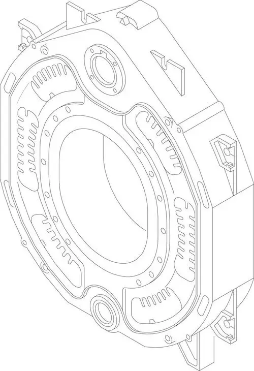 BOSCH Vorderglied GE315, technische Bauteile mit komplexem Inneren, einschließlich Anschlussmöglichkeiten und strukturellen Elementen, in neutralem Design.